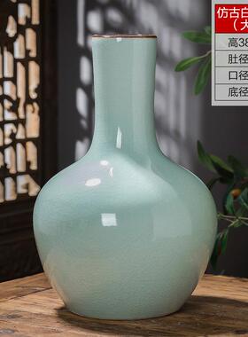 景德镇影青瓷花瓶青色釉轻奢高级感新中式瓷器装饰品插花干花摆件
