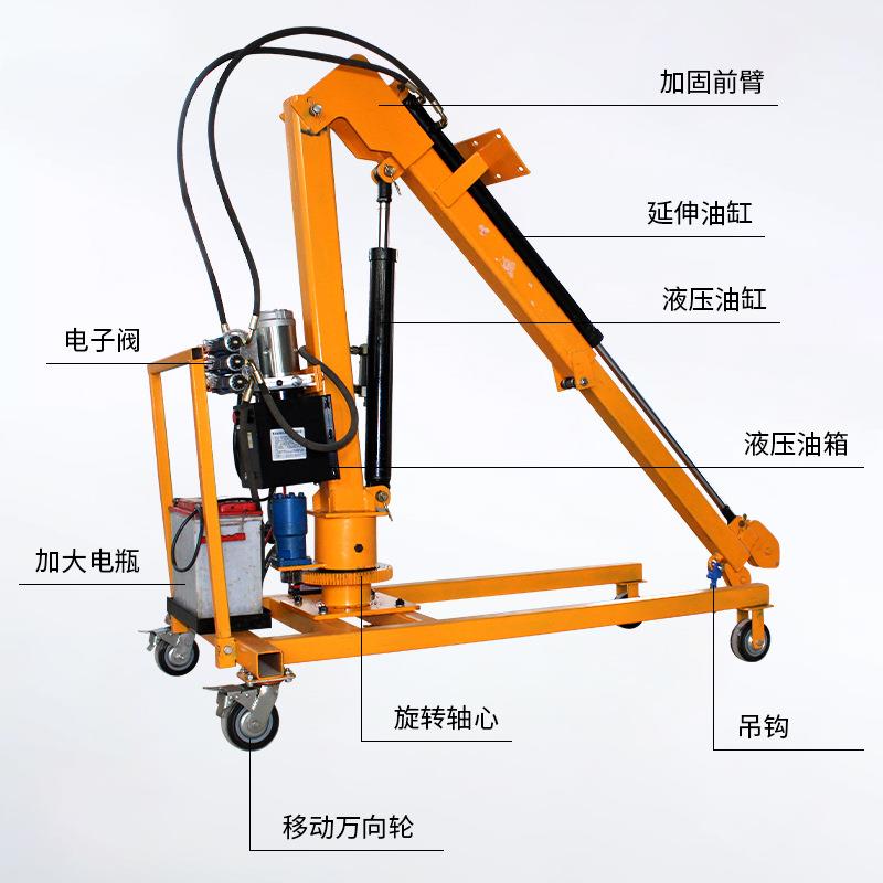 电动车载液压吊机12/24/220v电动随车吊可移动车用家用小吊车 - 图0