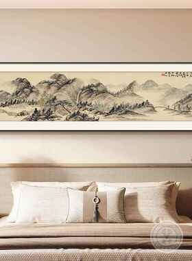 F渔村小雪图客厅装饰画宋代美学沙发背景墙装饰画书房茶室禅意壁