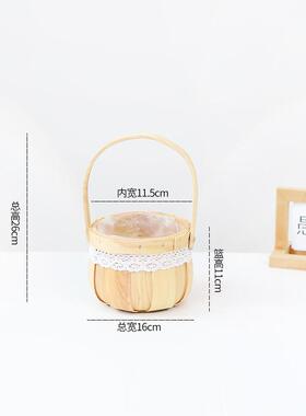 木片花篮花篮野餐水果编织花瓶