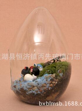 玻璃瓶现货中式创意微景观生态瓶鹅蛋形装饰摆件玻璃花瓶