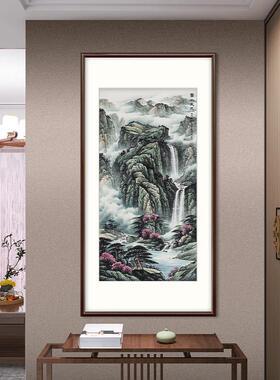 新中式玄关装饰画手绘山水画办公室富水长流挂画餐厅走廊壁画国画