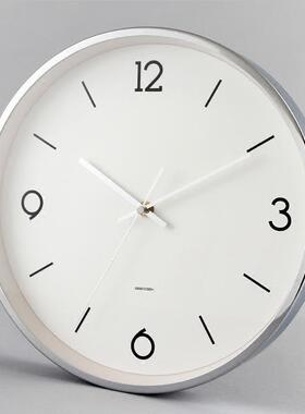 简约现代静音挂钟12英寸创意石英钟卧室圆形壁挂钟表北欧客厅餐厅