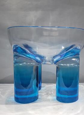 设计师款轻奢大象腿凳子靠背围椅儿童椅客厅休闲家用椅子透明树脂