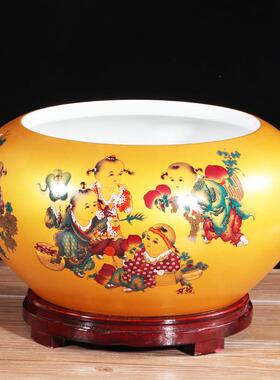 景德镇陶瓷聚宝盆风水招财客厅玄关桌面装饰中式摆件开 业礼品简