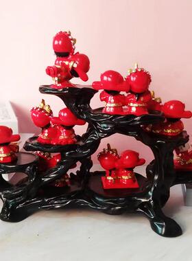 会议桌摆件婚礼婚庆娃娃公仔龙凤呈祥组合树脂摆饰中式喜庆婚房布