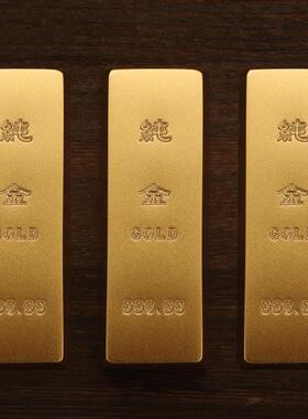 黄铜元宝金条实心沙金铜元宝镇纸家居仿金装饰工艺品摆件