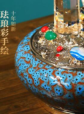 高端珐瑯彩招财聚财发财树摇钱树摆件客厅玄关办公室收银柜台装饰