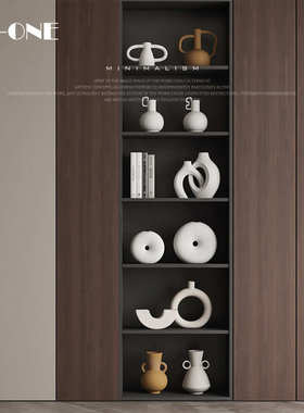 匠十三  侘寂风客厅电视柜酒柜壁龛开放格陶瓷软装饰品摆件