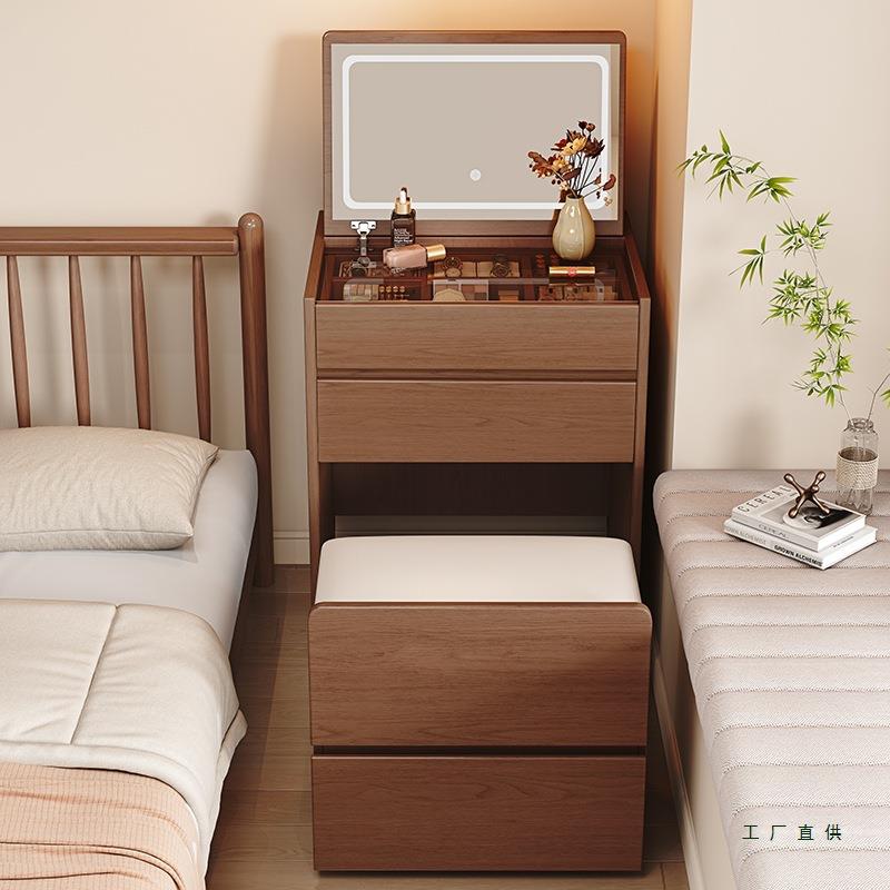 Solid wood 157 dressing table small apartment simple modern bedroom 2025 new cabinet flip-top dressing table bedside storage