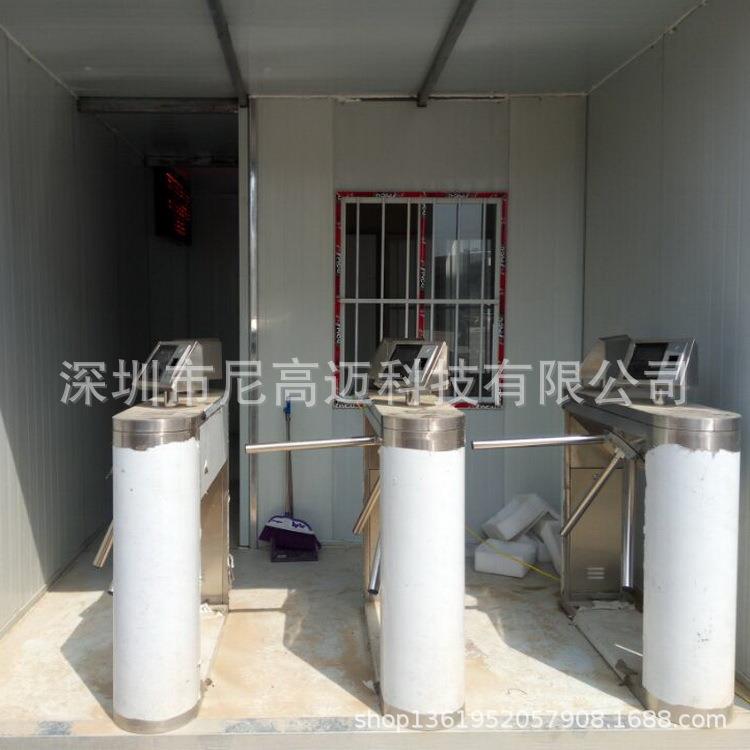 Supply of 304 stainless steel bridge-type curved three-roller gate construction site face recognition access control attendance three-way gate