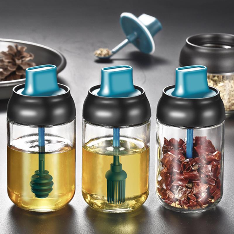 勺盖一体厨房家用调料瓶组合套装日式调味品罐子收纳盒料理罐玻璃 - 图2