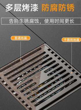枪灰色方形地漏不锈钢家用厨房浴室卫生间下水道淋浴防虫神器