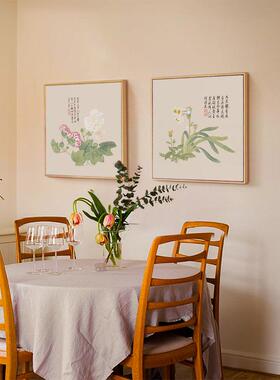 钱维城花卉6幅组合新中式餐厅客厅装饰画高级感墙壁画挂画定制