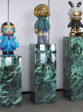 优选岩板立柱子大理石摆件底座展示摆台暴力熊装饰品花架子客厅落