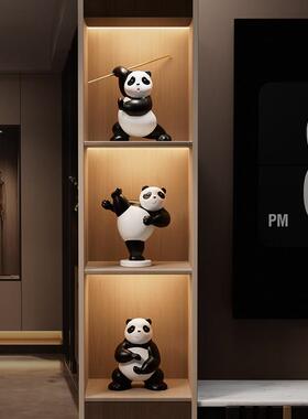 创意熊猫摆件轻奢高档客厅玄关电视柜酒柜展示柜装饰乔迁新居礼品