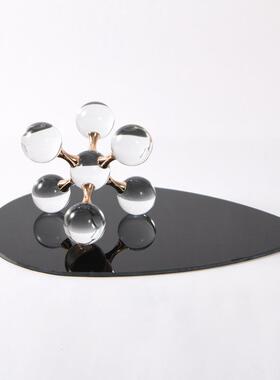 轻奢现代欧黑色水约滴玻璃镜面托式盘摆件样板房简售MC-TY-47楼处