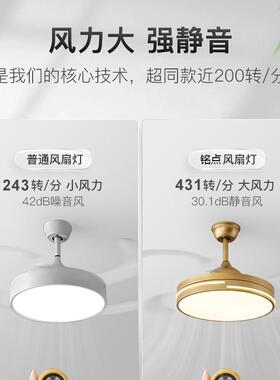 隐形风扇灯吊扇灯现代简约卧室客厅餐厅风扇吊灯北欧带电风扇灯具
