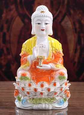 高档陶如瓷高档来佛祖释迦悉尼药师佛阿陀佛三佛宝佛像摆尼件