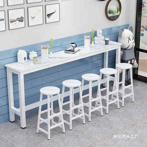 靠墙吧台桌子阳台家用窄边长条桌奶茶店靠墙窄架子桌椅细长条桌子 - 图0
