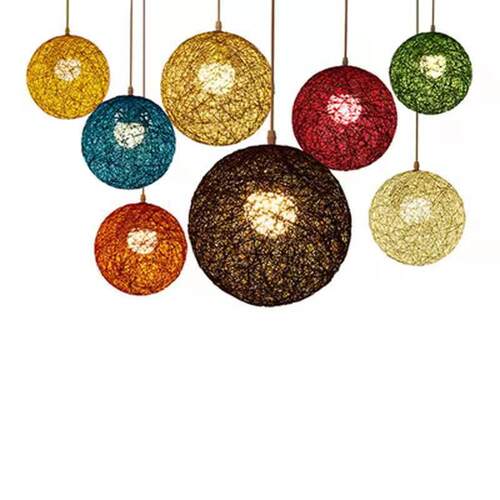 中式餐厅吊灯咖啡厅酒吧台灯奶茶店吊灯酒吧桌灯过道麻线编织吊灯 - 图3