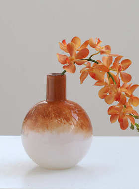 简约中古渐变小口玻璃花瓶家居摆件客厅餐桌水培轻奢软装饰品批发