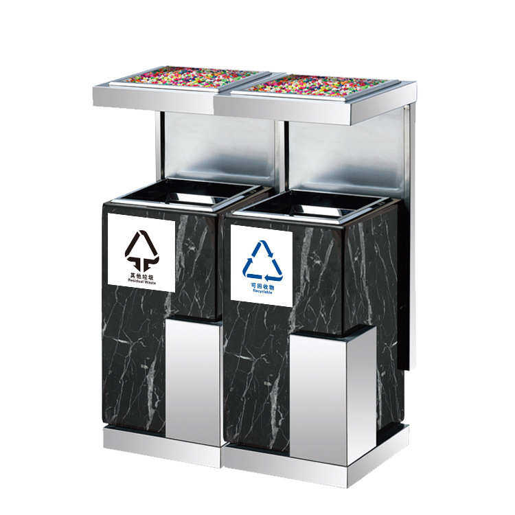优雅大理石烟灰桶酒店大堂垃圾桶带烟灰缸至尊不锈钢大厅电梯口桶,淘宝优惠券,粉丝福利购,淘宝优惠卷