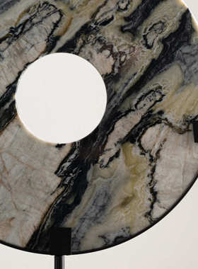 新中式轻奢高级感大理石平安扣摆件办公室样板间酒店展厅玄关装饰