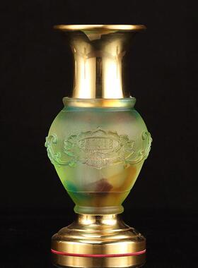 台湾琉璃纯铜佛具套装供佛用品家用全套套装香炉供水杯佛前灯摆件