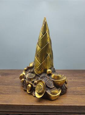 黄铜竹节摆件黄铜金钱竹笋摆件铜元宝竹子铜金蟾元宝家居工艺品