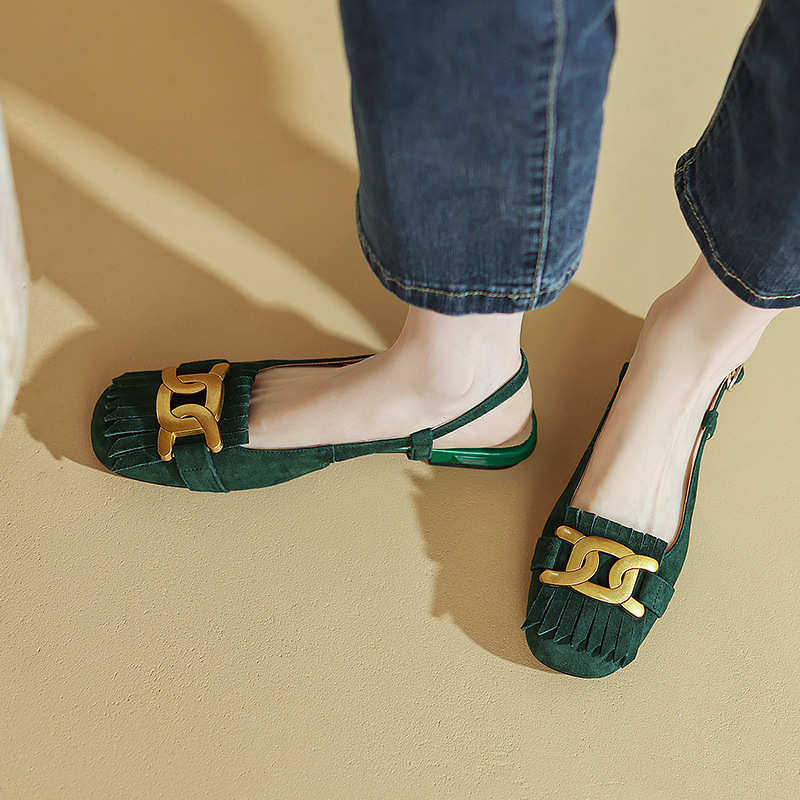 2022年新款夏季低跟方头流苏包头凉鞋女平底鞋时尚百搭软底,淘宝优惠券,粉丝福利购,淘宝优惠卷