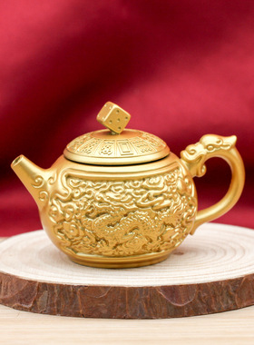 龙凤把把壶转转迷你小茶壶黄铜马上胡转转中式手把件打麻将品