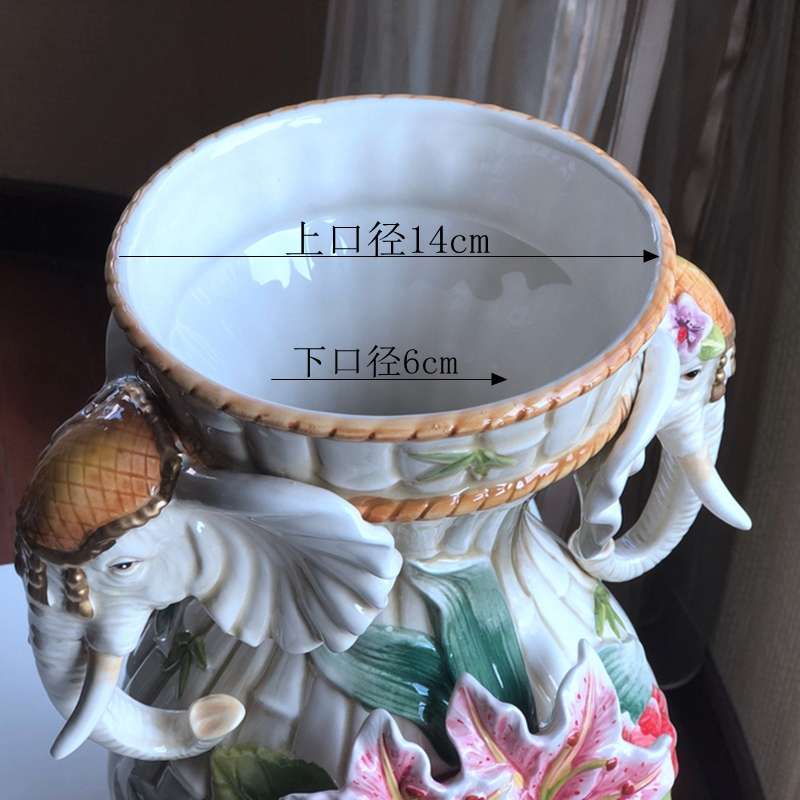 插花陶瓷摆件大象大号水百合养奢华复古客厅富贵装饰高花瓶欧式款 - 图0
