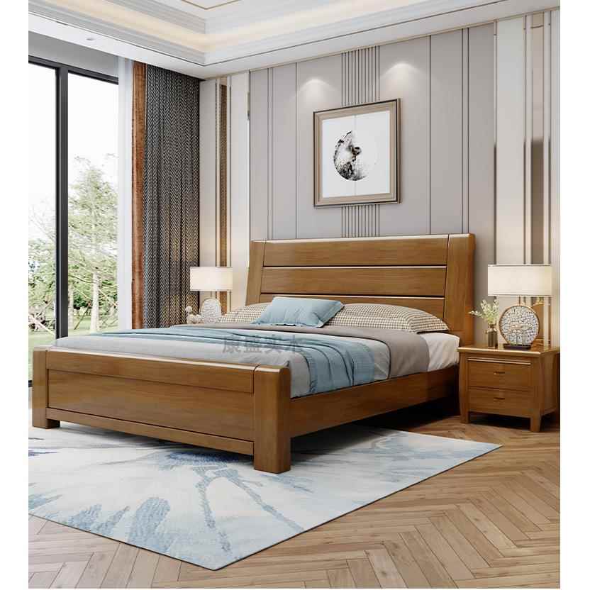 新中式实木床1.8米大床1.5M双人床经济型简约现代家具主卧室储物 - 图0