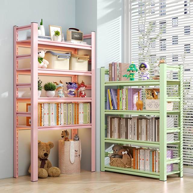 Steel children's bookshelf color wrought iron student bookcase household storage rack wrought iron living room storage rack storage rack