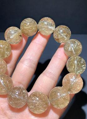 天然魔鬼发晶手链银发手串大颗粒男女款单圈水晶珠链珠串规格17.8