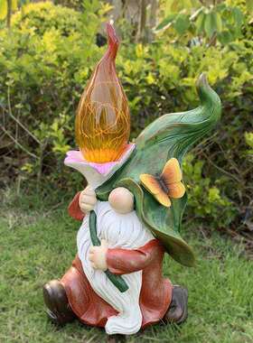 太阳能灯树脂小矮人工艺品摆件户外装饰灯花园草坪庭院灯萌趣夜光