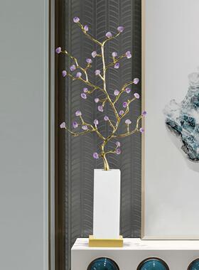 紫水晶发财树客厅入户玄关壁龛招财工艺礼品摆饰公司乔迁新居艺术