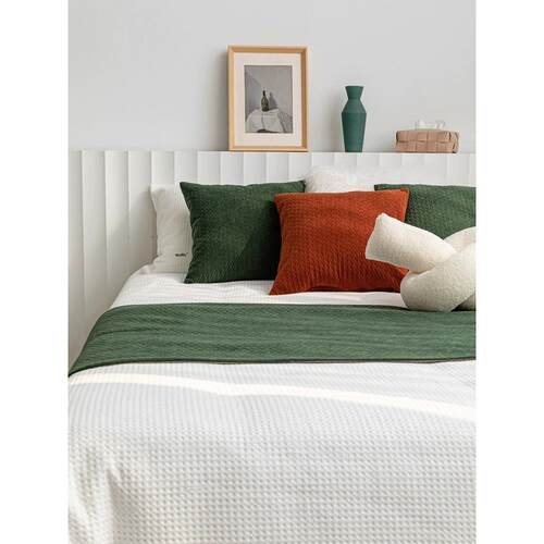 墨绿色床尾毯床旗床尾巾北欧ins风民宿软装靠枕靠垫套床品样板房 - 图0