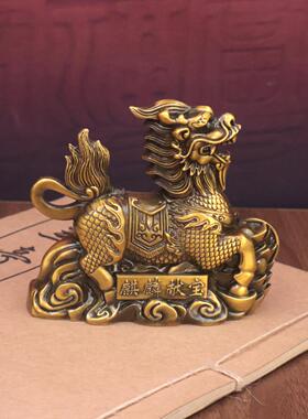 古铜色招财麒麟摆件一对大号客厅入户玄关家居饰品进新房麒麟献宝