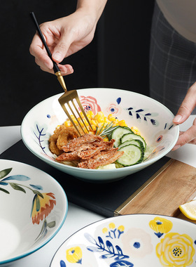 速发现货日式复古拉面碗大号汤碗家用陶瓷碗创意个性吃面斗笠碗单