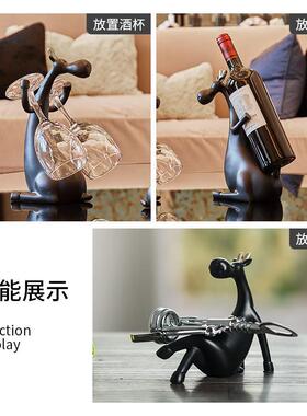 正品奢创意小乔鹿红酒架酒柜摆件家居轻高装档玄关饰品搬家迁新居
