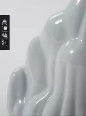 新中式陶瓷假山书挡书立摆件客书厅博酒柜古架书zc8263柜靠书架软