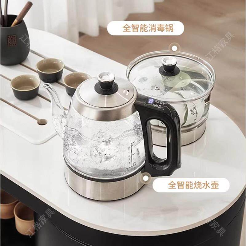 Mobile coffee table modern simple round side table with wheels trolley living room storage tea set storage cart balcony tea table