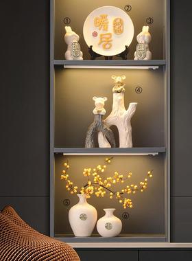 正品新中式家居玄饰关暖居档摆件客厅电柜高轻奢风办公室酒柜视装