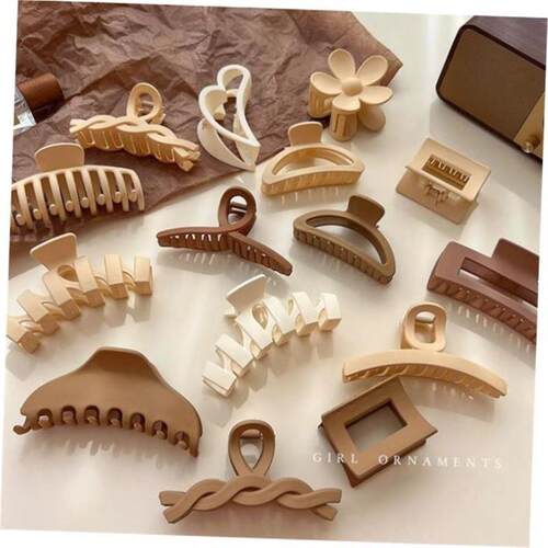 发夹Hot Sale Solid Color Claw Clip Large Barrette Crab Hair - 图1