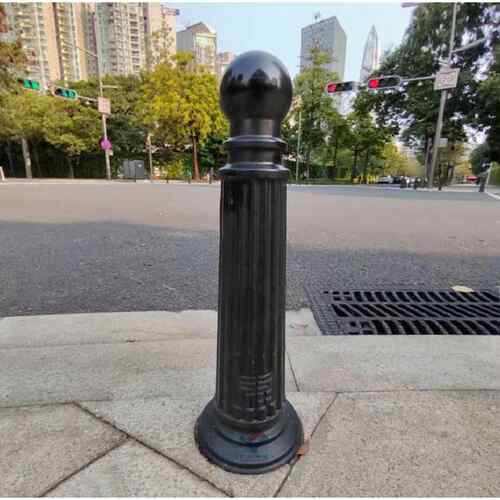 工厂供应车止柱深圳款圆头铸铁挡车柱铸铁罗马柱带福字样款 - 图2