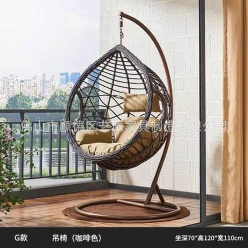 吊篮家用单人阳台懒人吊床椅室内秋千摇椅休闲藤椅鸟巢露台摇篮椅 - 图0