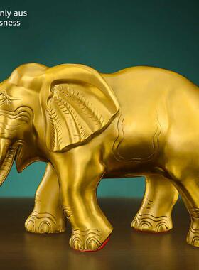 铜大象摆件黄铜一对吸水象招财镇宅家居客厅玄关酒柜店铺装饰大号