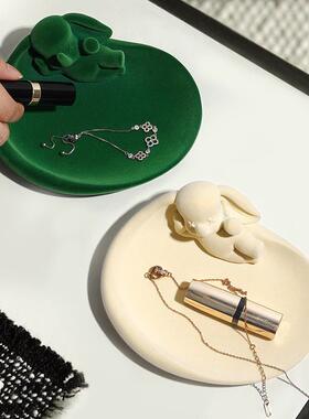 小象盘钥收纳摆件托盘首饰飞客厅BQZ匙进门入户玄关桌面家居软装